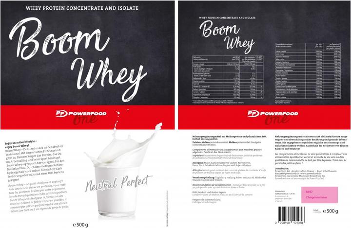 Nutritional values and ingredients PowerFood One Boom Whey (Neutral, 1 pcs., 1000 g)