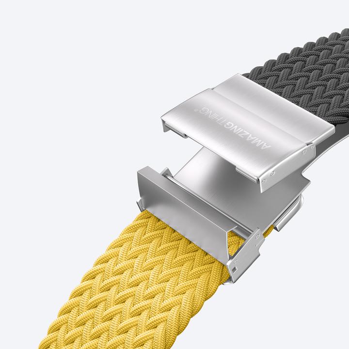 Produktbild Amazingthing 2er-Set Blend Band für Apple Watch 45/46/49 mm - Gelb-Schwarz/Schwarz (Edelstahl, Nylon)