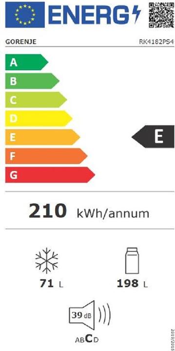 Label énergétique Gorenje RK 4182 PS4 (269 l)
