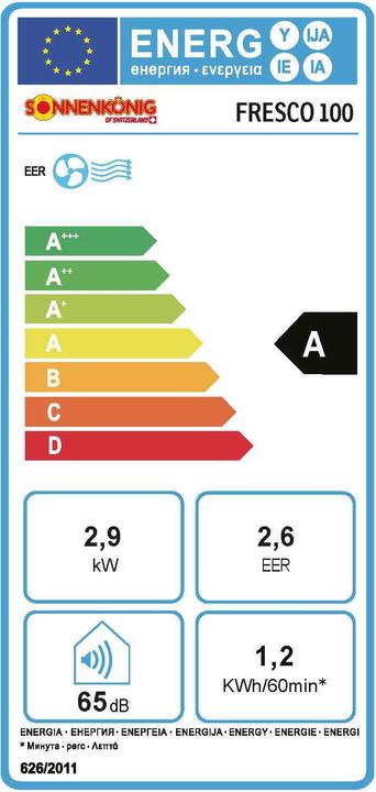 Label énergétique Sonnenkönig Mobil Fresco 100 (35 m², 10000 BTU/h)