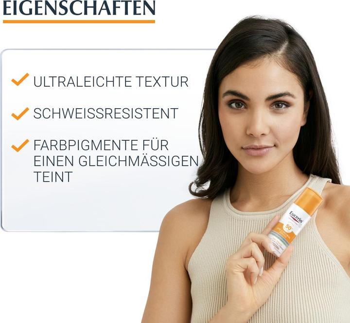 Actual product image Eucerin SUN Face Oil Control Gel-Cream Tinted Medium SPF 50+ (Sun cream face, SPF 50+, 50 ml, 97.24 g)