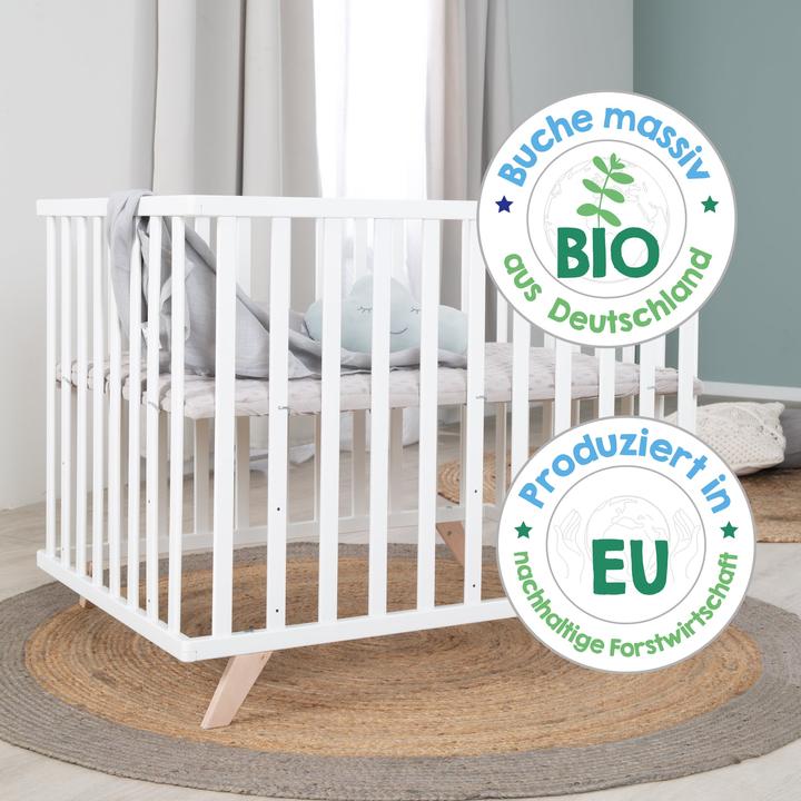 Produktbild Roba Laufgitter 75x100 cm mit Holzfüssen Lil Planet grau (72.50 cm, 98 cm)