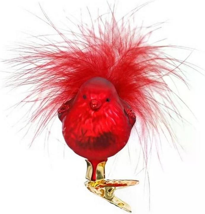 Image du produit Inge Glas Décorations de Noël Oiseau de Noël 5.5 cm, Rouge (1 -pièce)