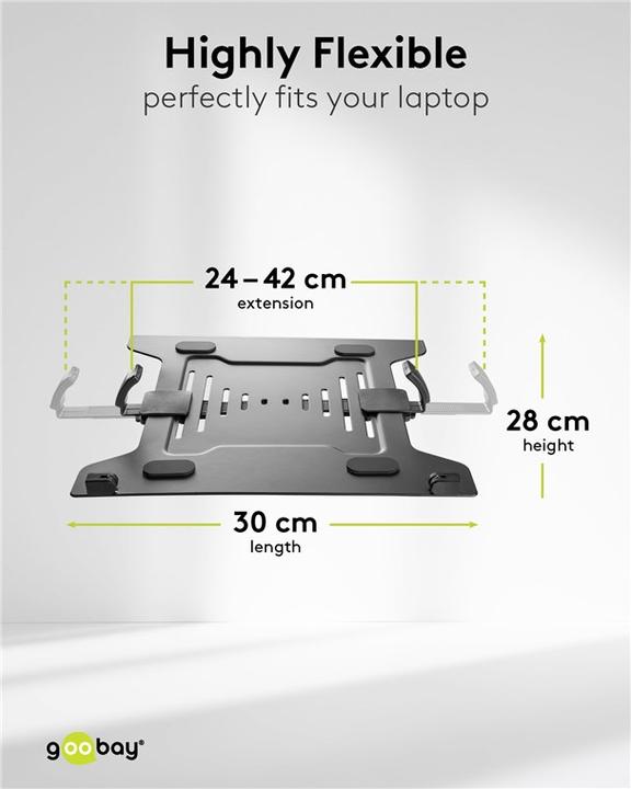 Produktbild Goobay Monitorhalterung mit Laptop-Arm Flex, schwarz (Tisch, 31.89")
