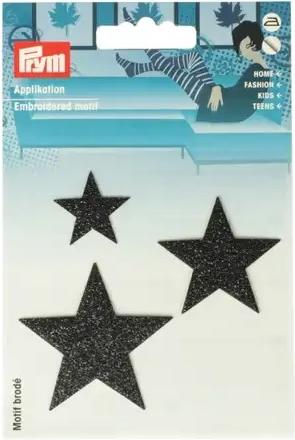 Image du produit Prym Application étoiles autocollantes/repassables, noir 3 pces (3 x)