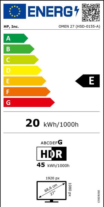 Energie-Label HP Omen 27 (1920 x 1080 Pixel, 27")