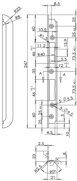Actual product image OK-Line routed-in closing plates (Striking plate)