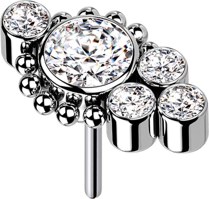 Immagine prodotto Star Piercing Anello in argento con otto cristalli (senza ottone, Titanio G23)