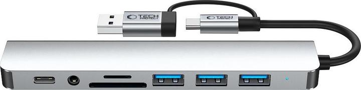 Immagine prodotto Tech-Protect HB06 HUB Adapter 8in1 TYPE-C + USB2.0 + USB3.0 + SD/TF + AV3.5 - gray (USB-C, 8 Porti)