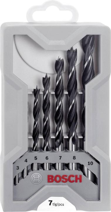 Produktbild Bosch Professional Zubehör PRO Wood Holzspiralbohrer-Set. 7-tlg. (4 mm, 3 mm, 5 mm, 6 mm, 7 mm, 8 mm, 10 mm)