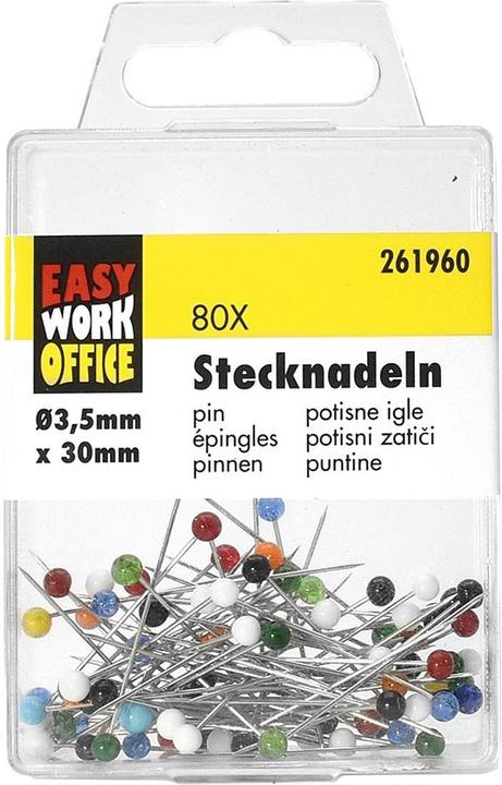 Produktbild Easy Work 80 Stecknadeln farblich sort.