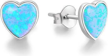 Beneto Silver heart earrings with opalescent crystals AGUP1186 (L)