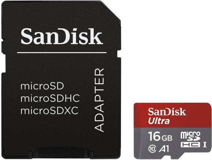 Produktbild SanDisk Ultra microSDHC U1 mit Adapter (16 GB, microSDHC, U1, UHS-I)