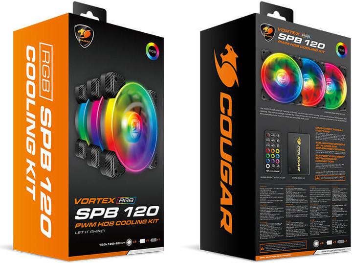 Actual product image Cougar 3 pcs 120mm SPB PWM HDB RGB fans backlight core box remote controller (120 mm, 3 x)