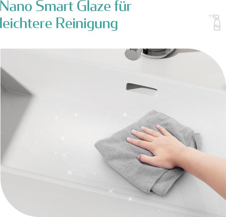 Produktbild Emke Aufsatzwaschbecken Keramik Waschbecken Eckiger Hängewaschbecken Waschtisch, Modernes Design für (415 mm, 360 mm)