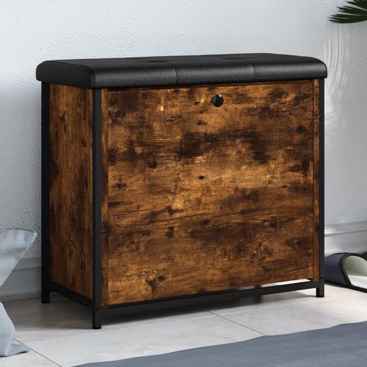 Productafbeelding VidaXL Schoenbank met klep gerookt eiken 62x32x56 cm,Bank:,Kleur (62 x 32 x 56 cm)