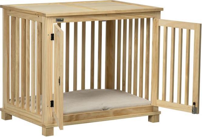 Produktbild Swisshandel24 Hundekäfig, Tierkäfig aus Holz, Haustierkäfig für mittelgrosse Hunde, Hundehütte mit Kissen, Hundebo (Hundehütte)