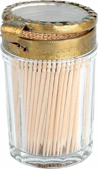 Actual product image Loberon Toothpick Box Rashid clear/brass (1 x)