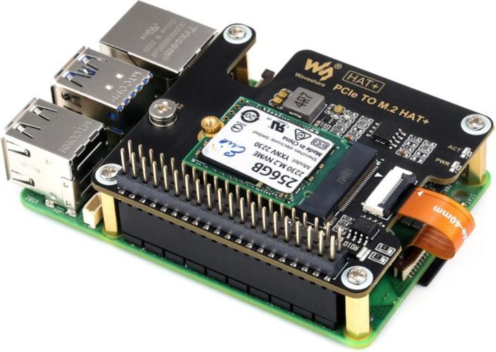 Produktbild WaveShare PCIe auf M.2 HAT SSD Adapter für Raspberry Pi 5