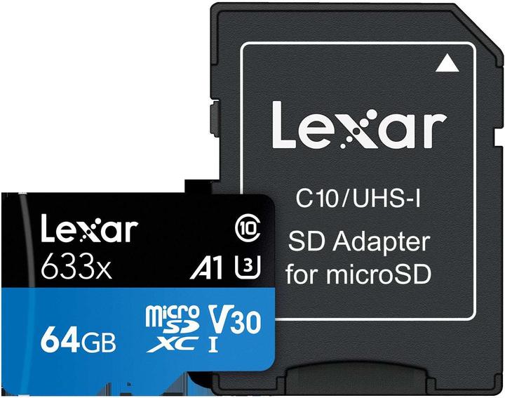 Actual product image Lexar High-Performance 633x microSDHC/microSDXC UHS-I U3 (64 GB, microSDXC, U3, UHS-I)