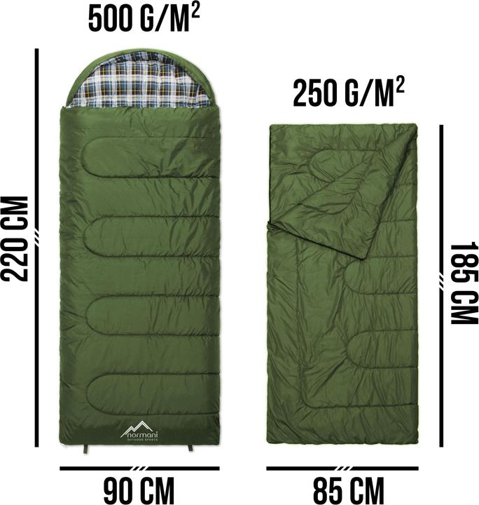 Produktbild Normani 4-in-1 Schlafsack „Antarctica“ (RV rechts) Oliv (220 cm)