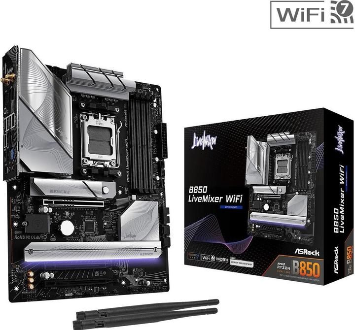 Productafbeelding AsRock B850 LiveMixer WiFi (AM5, AMD B850, ATX)