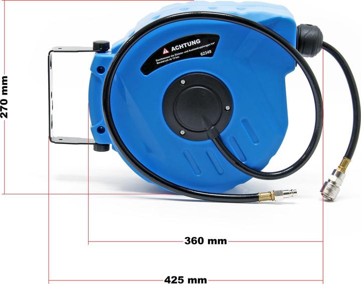 Produktbild Wiltec Druckluft Schlauchtrommel 10 + 1 m Druckluftschlauch Schlauchaufroller