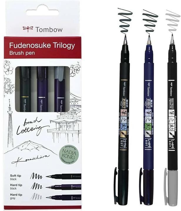 Produktbild Tombow Fudenosuke Triology Set (Schwarz, 0.60 mm, 3 x)