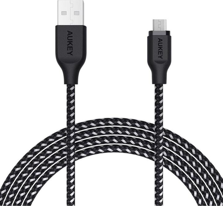 Aukey CB-AM2 USB 2.0 Micro USB Geflochtenes Kabel 2m Black/White (2 m, USB 2.0, 12 W)