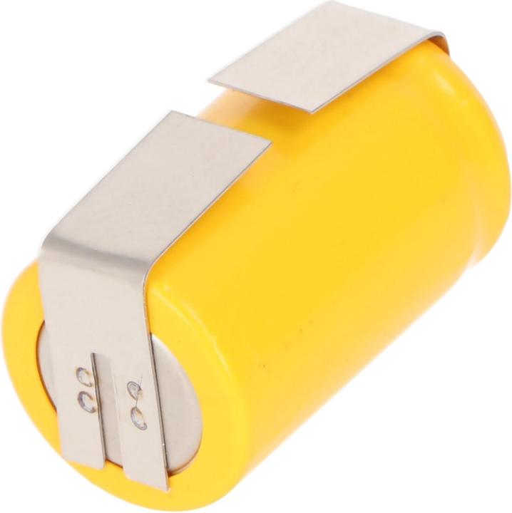 Actual product image AccuCell KR-600AE 2/3 A Cadnica battery with U-shaped solder tags (1 pcs., 700 mAh, Battery + charger)