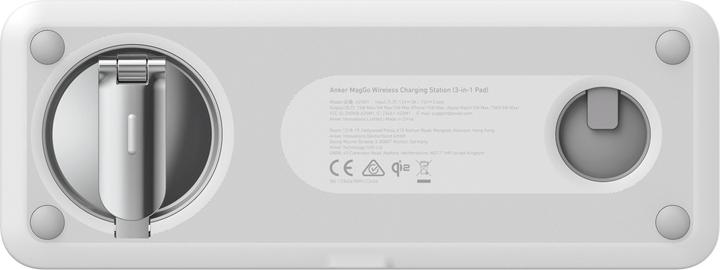 Produktbild Anker MagGo Magnetic Wireless Charger 15W, 3-in-1 Pad, White, EU Plug (25 W)