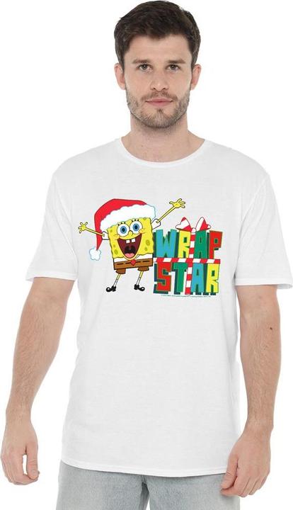 Immagine prodotto Spongebob Squarepants Wrap Star At Christmas Maglietta Uomo (M)
