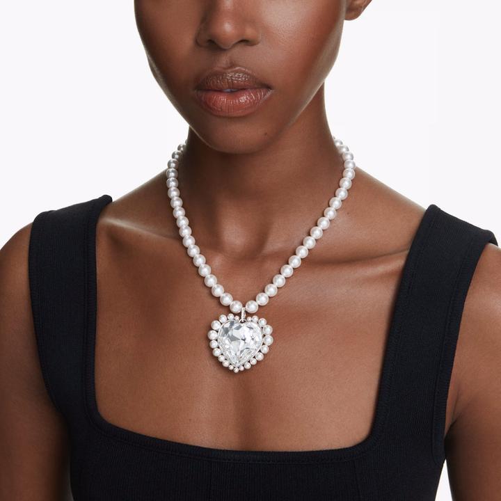 Actual product image Swarovski x Ariana Grande Halskette Kristallperle Herzschliff Herz Weiss Rhodiniert (Swarovski Metal)