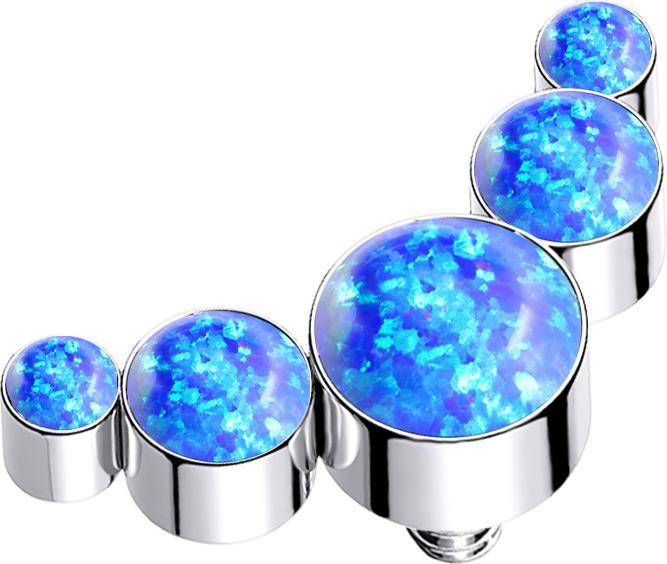 Star Piercing Dermal Anchor silber fünf Opale blau (ohne Messing, Chirurgenstahl 316L)
