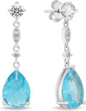 Brilio Silver - Silver dangle earrings withue zircons EA760WAQ