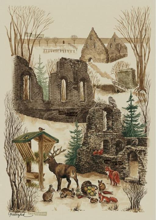 Actual product image Pappnoptikum 1072 - Grass paper postcard Altzella monastery ruins