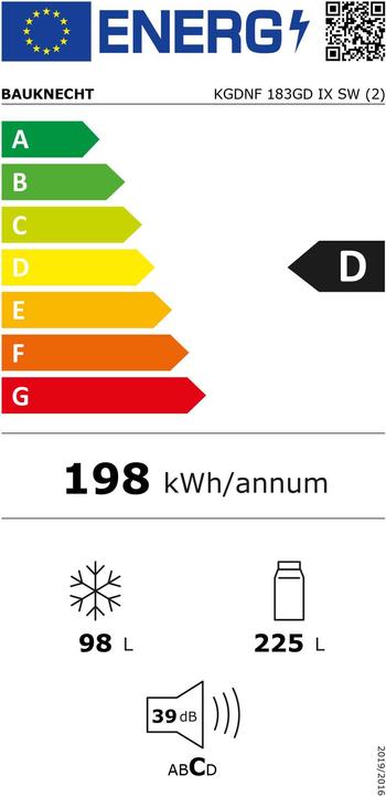 Energy Label Bauknecht KGDNF 183GD IX SW (323 l)