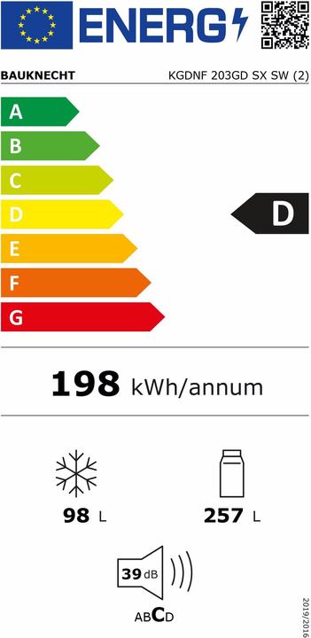 Energie-Label Bauknecht KGDNF 203GD SX SW (355 l)