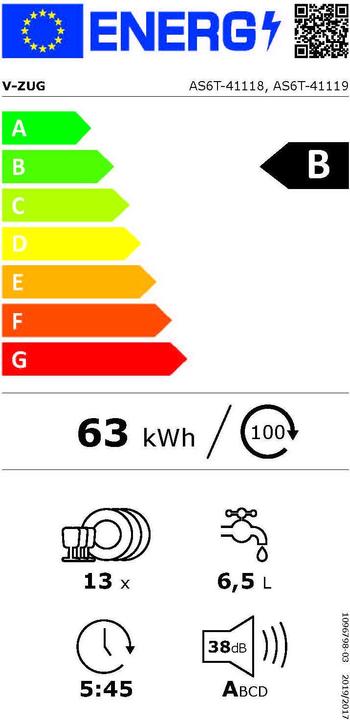Energie-Label V-Zug AdoraSpülen V6000