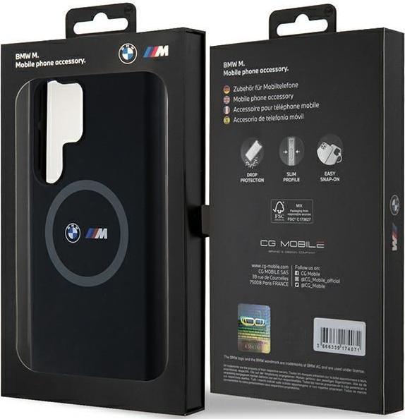 Actual product image BMW BMHML23SROK S928 czarny/black hardcase M Silicone Printed Ring MagSafe (Samsung Galaxy S24 Ultra)