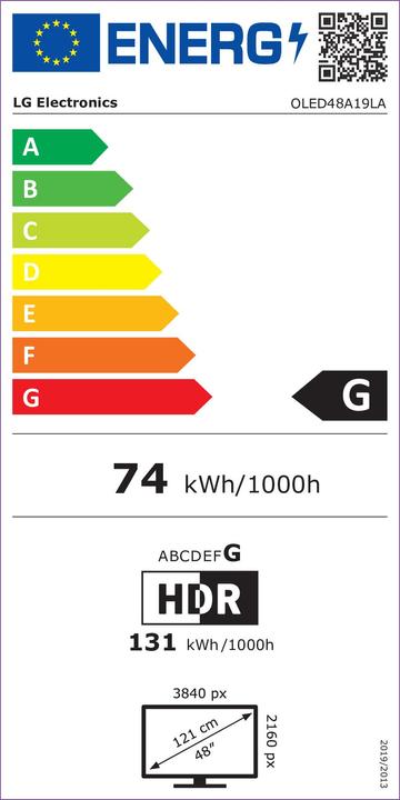 Energie-Label LG OLED48A19 (48", OLED, 4K, 2021)