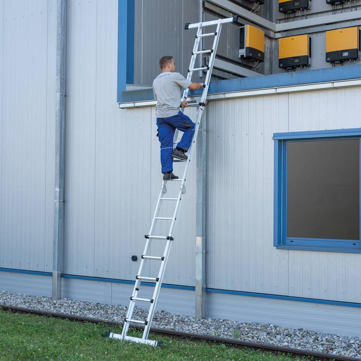 Productafbeelding Munk Telescopische ladder 4-delig met traverse 4x4 sporten (Telescopische ladder)