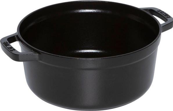 Actual product image Staub Cocotte with steamer insert, 24 cm | Black | Round | Cast iron (40508-814-0) (24 cm, Cast iron)