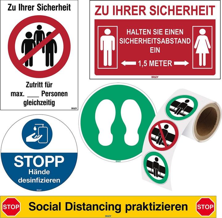 Produktbild Brady Restaurant/Cafeteria Kit-DE, Social Distancing-Set für Restaurants und Cafeterias (1 Kit)