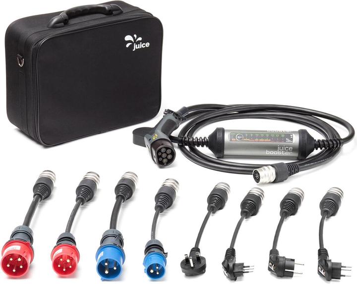 4 Household plugs, JUICE BOOSTER 2 incl. 8 adapters: 4 industrial plugs