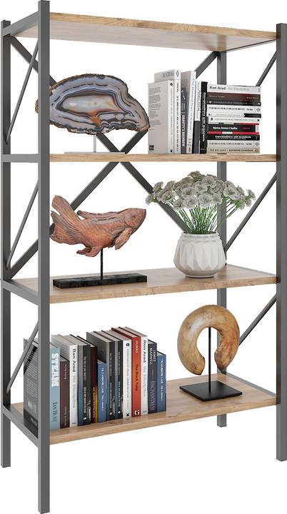 Image du produit VCM Bois Métal Rangement Étagère sur pied Bibliothèque Déco Livres Étagère sur pied Insasi 4 (66 x 34 x 121 cm)
