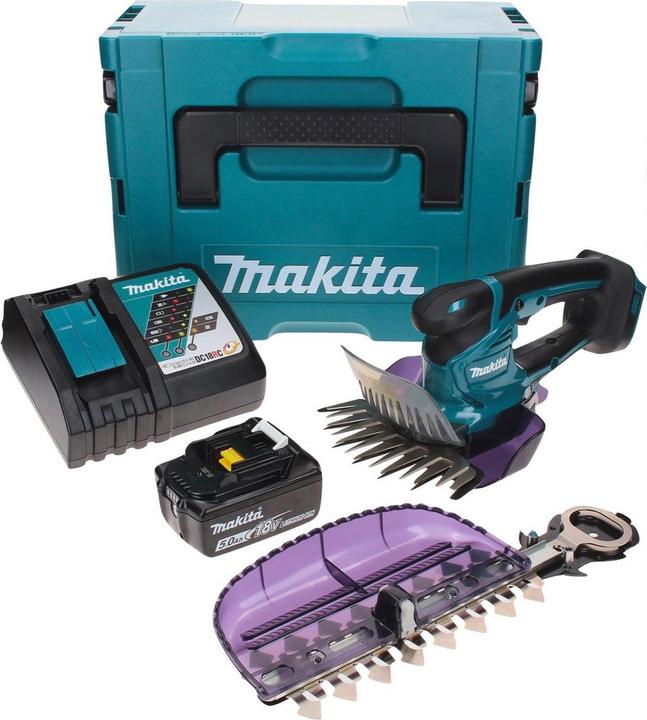 Actual product image Makita DUM 604 RT1XJ Battery Grass Shears 18 V with Grass and Shrub Shear Blade + 1x Battery 5.0 Ah + (Cordless hedgecutters)