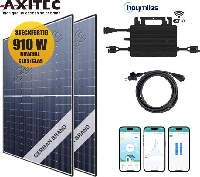 Produktbild Supersolar Balkonkraftwerk-Set AXITEC Solar 910Wp/600W (910 W)