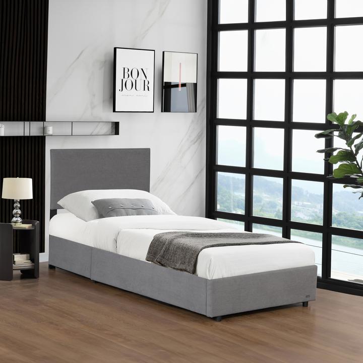 Produktbild Corium Polsterbett Juva Cord mit Lattenrost 90x200 cm Grau (90 x 200 cm)