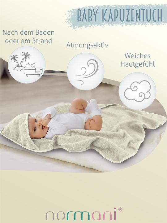 Produktbild Aspero 2x Baby Kapuzenhandtücher aus Bio-Baumwolle 100x100 cm - 9233